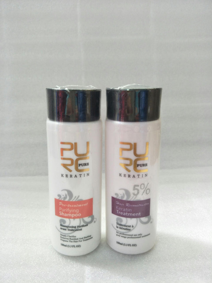 Serelivia Brazilian Keratin Hair Treatment set with Purifying Shampoo and 5% Keratin Treatment for deep hair repair.