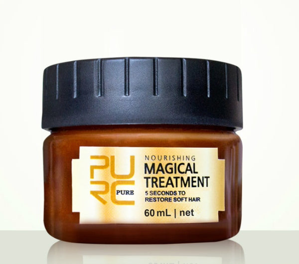Jar of 'PURE Magical Treatment' hair product on a white background
