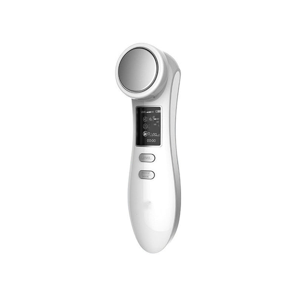 White electronic device with digital display on a white background