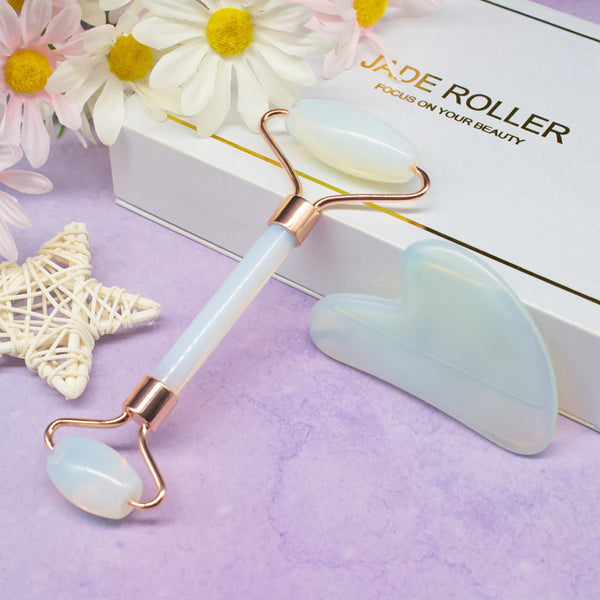 Aventurine Roller Set - Luxurious Opal Facial Gua Sha Premium Crystal Beauty
