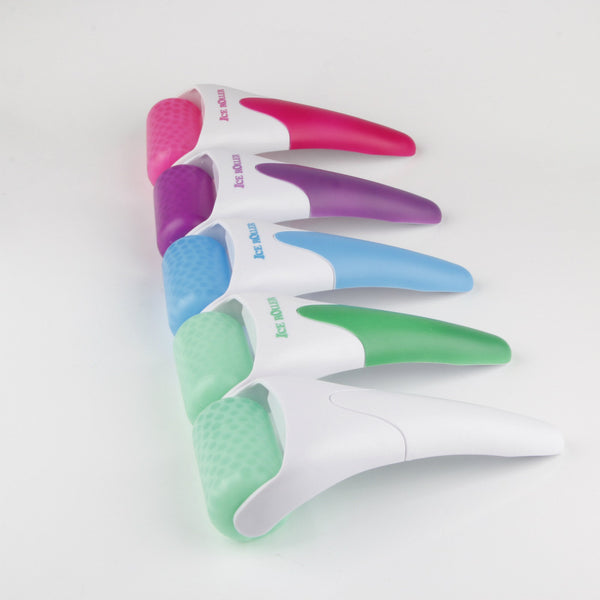 Set of colorful gardening gloves with white palms on a light gray background