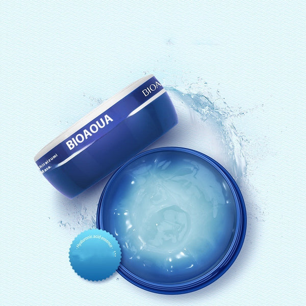Bioaqua skincare product with blue container and cap on a light blue background