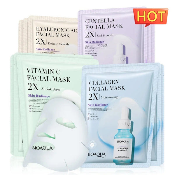 Collagen Face Mask - Professional 4-Formula Sheet Mask 30g Hyaluronic Vitamin C