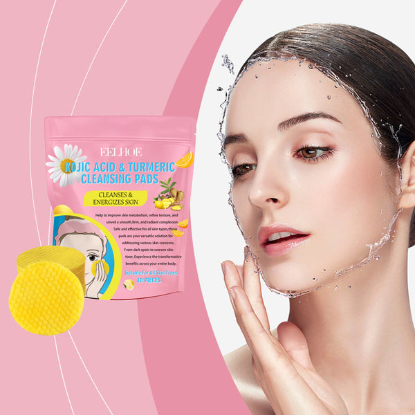 BELIFIC facial cleansing pads with a woman washing her face on a pink background