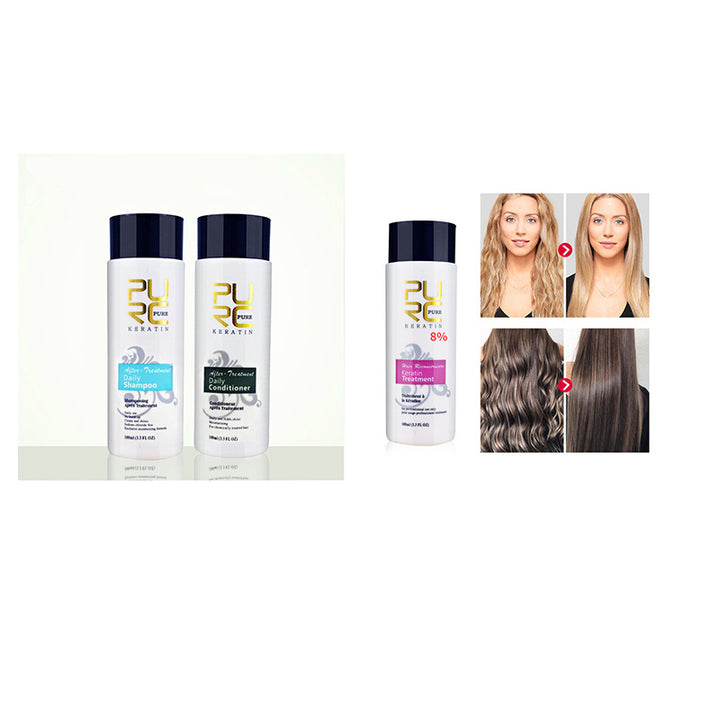 Serelivia Brazilian Keratin Hair Treatment set showcasing shampoo and conditioner for deep hair repair and straightening.