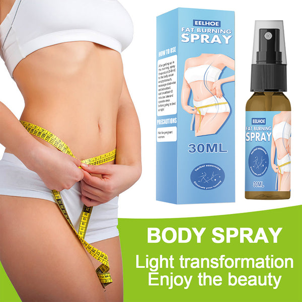 Body spray product with packaging and measurement tape on a white background