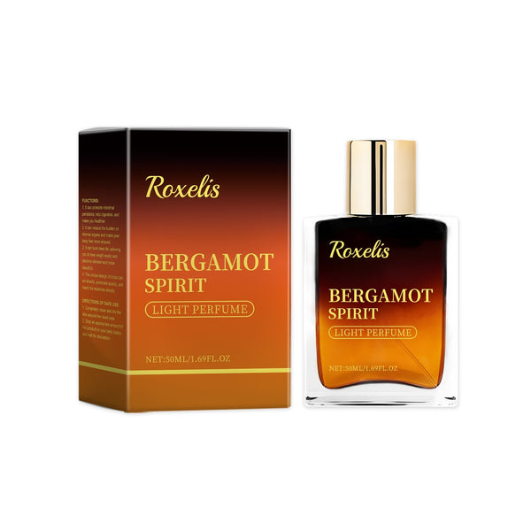 Roxelis Bergamot Spirit perfume bottle and packaging on a white background