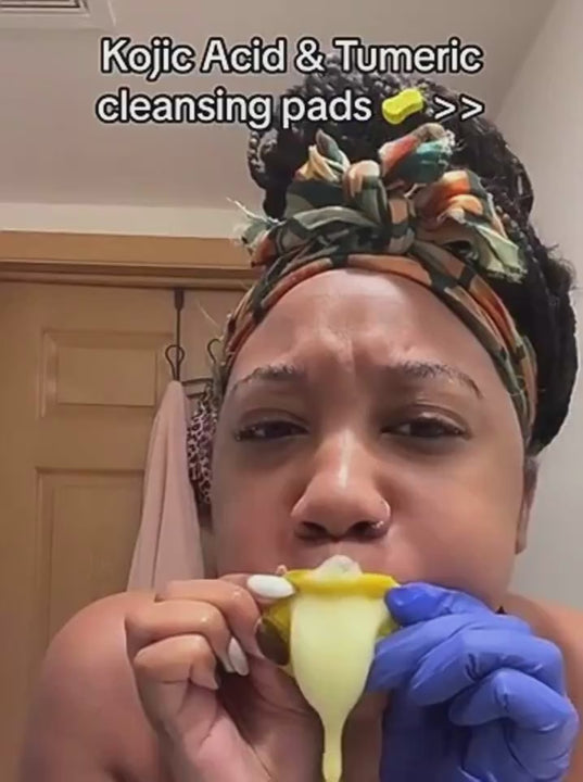 Professional cleansing pads demonstration kojic acid turmeric skin brightening results

