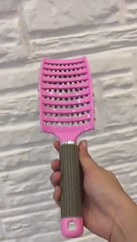 Anti-static hair brush scalp massage wet hair detangler demonstration tutorial
