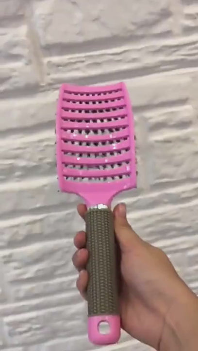 Anti-static hair brush scalp massage wet hair detangler demonstration tutorial
