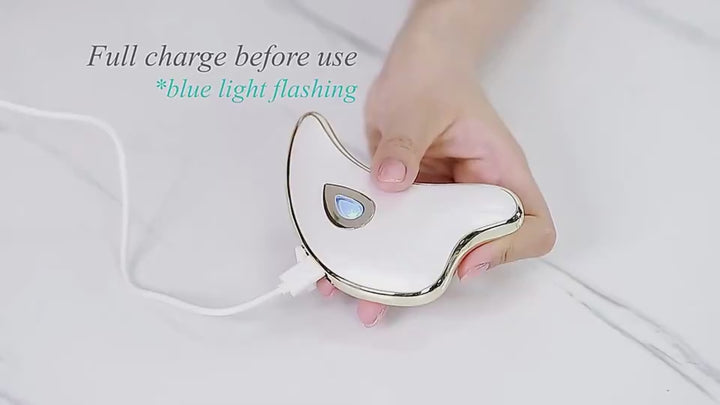 Electric Gua Sha massager LED light therapy microcurrent face lifting professional treatment demo